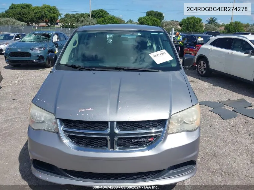 2014 Dodge Grand Caravan American Value Pkg VIN: 2C4RDGBG4ER274278 Lot: 40474209