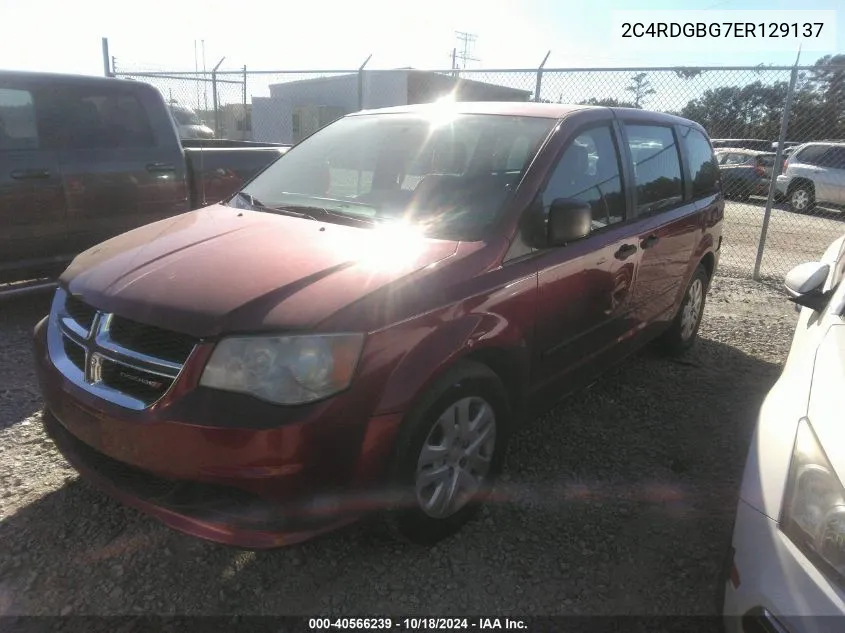 2014 Dodge Grand Caravan American Value Pkg VIN: 2C4RDGBG7ER129137 Lot: 40566239