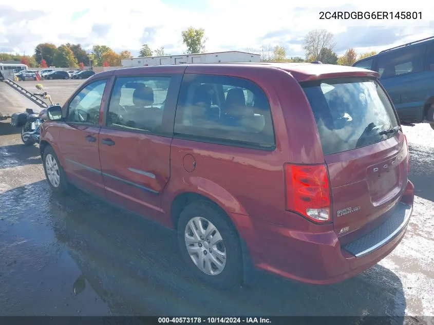 2014 Dodge Grand Caravan American Value Pkg VIN: 2C4RDGBG6ER145801 Lot: 40573178