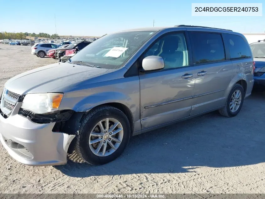 2014 Dodge Grand Caravan Sxt VIN: 2C4RDGCG5ER240753 Lot: 40607646