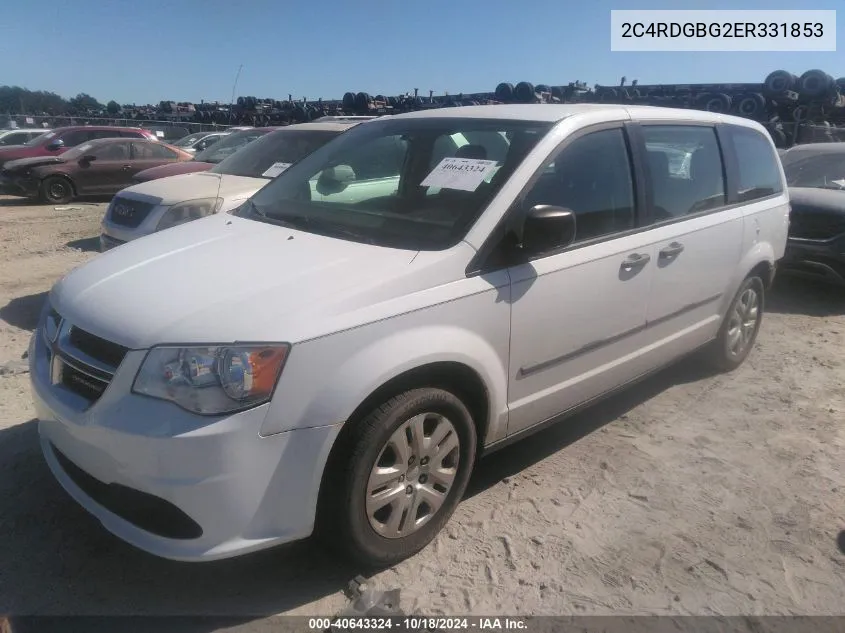 2014 Dodge Grand Caravan American Value Pkg VIN: 2C4RDGBG2ER331853 Lot: 40643324