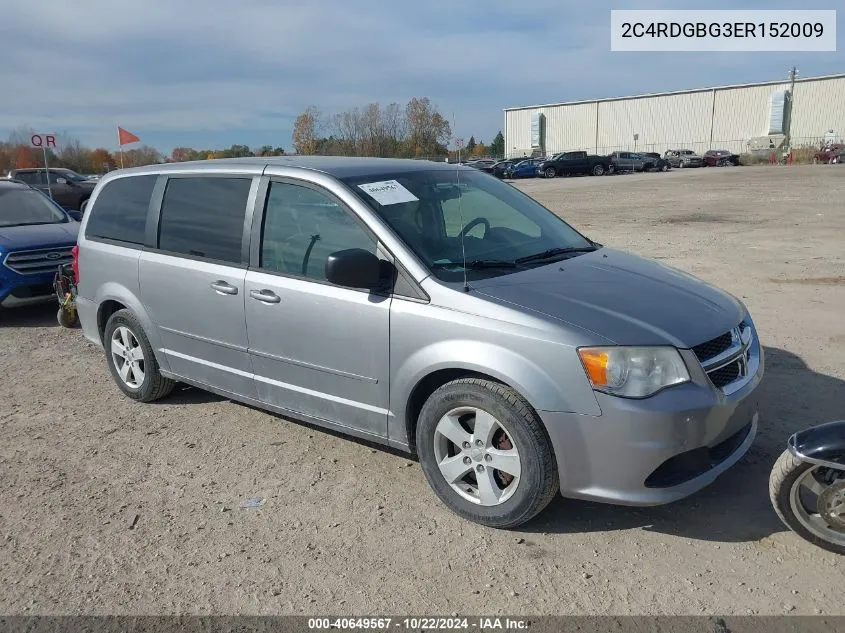 2014 Dodge Grand Caravan Se VIN: 2C4RDGBG3ER152009 Lot: 40649567