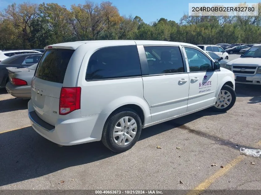 2014 Dodge Grand Caravan Se VIN: 2C4RDGBG2ER432780 Lot: 40653673