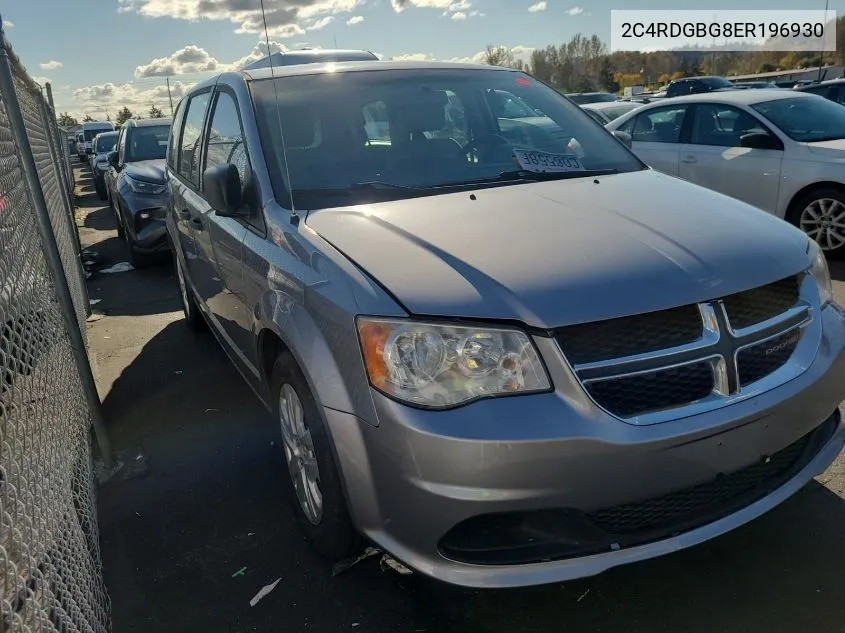 2014 Dodge Grand Caravan Se VIN: 2C4RDGBG8ER196930 Lot: 40686637