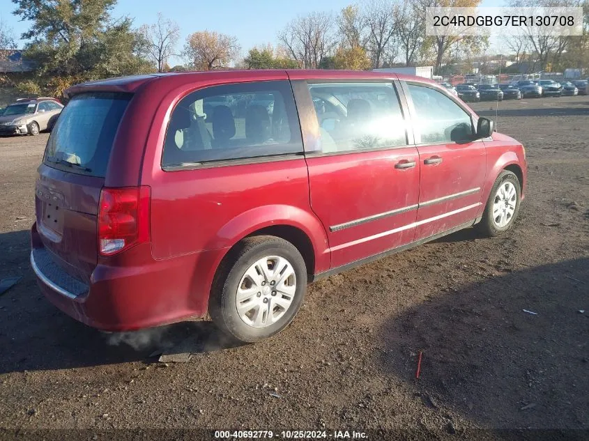 2014 Dodge Grand Caravan American Value Pkg VIN: 2C4RDGBG7ER130708 Lot: 40692779