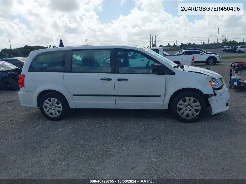 2014 Dodge Grand Caravan American Value Pkg VIN: 2C4RDGBG7ER450496 Lot: 40729755