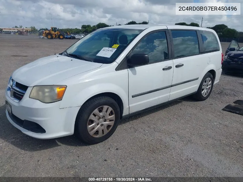 2014 Dodge Grand Caravan American Value Pkg VIN: 2C4RDGBG7ER450496 Lot: 40729755