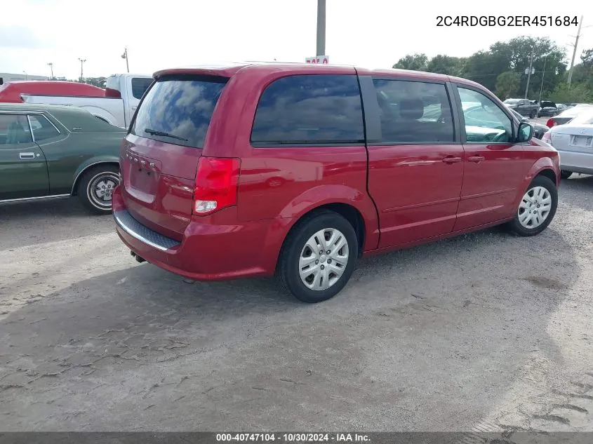 2014 Dodge Grand Caravan Se VIN: 2C4RDGBG2ER451684 Lot: 40747104