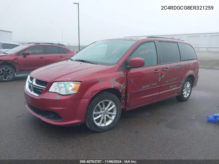 2014 Dodge Grand Caravan Sxt VIN: 2C4RDGCG8ER321259 Lot: 40763787