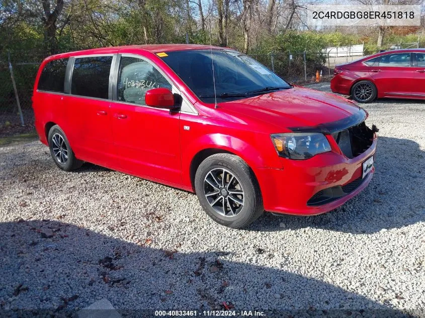 2014 Dodge Grand Caravan Se 30Th Anniversary VIN: 2C4RDGBG8ER451818 Lot: 40833461