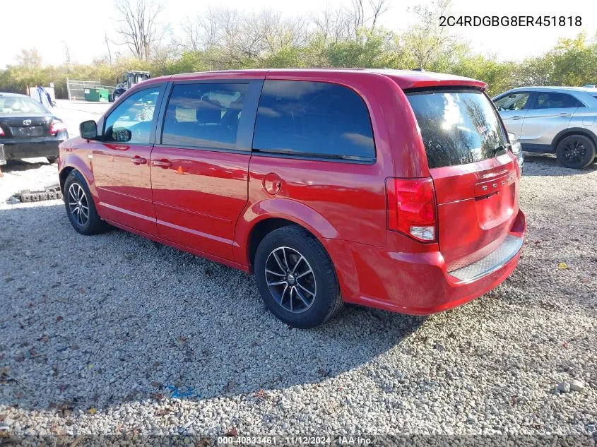 2014 Dodge Grand Caravan Se 30Th Anniversary VIN: 2C4RDGBG8ER451818 Lot: 40833461