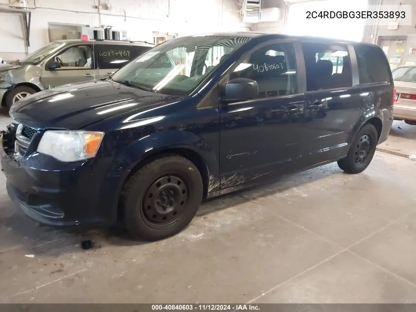 2014 Dodge Grand Caravan Se VIN: 2C4RDGBG3ER353893 Lot: 40840603