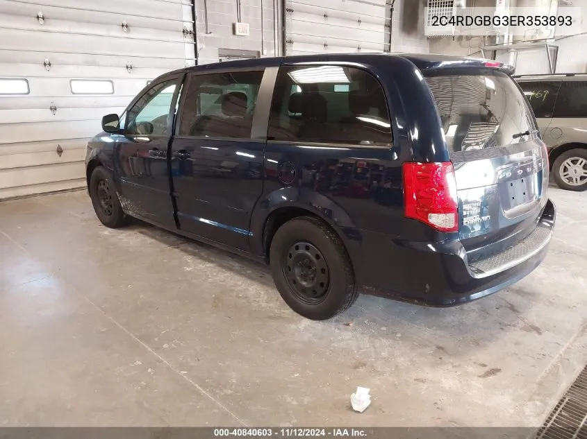 2014 Dodge Grand Caravan Se VIN: 2C4RDGBG3ER353893 Lot: 40840603