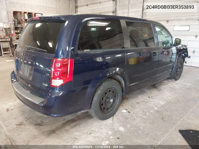 2014 Dodge Grand Caravan Se VIN: 2C4RDGBG3ER353893 Lot: 40840603