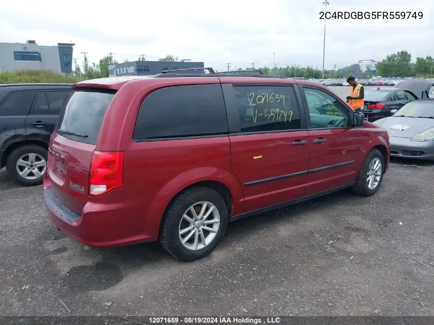 2015 Dodge Grand Caravan VIN: 2C4RDGBG5FR559749 Lot: 12071659