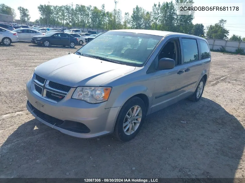 2015 Dodge Grand Caravan Se/Sxt VIN: 2C4RDGBG6FR681178 Lot: 12087305