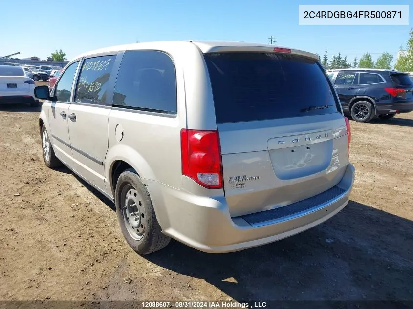 2015 Dodge Grand Caravan Se VIN: 2C4RDGBG4FR500871 Lot: 12088607