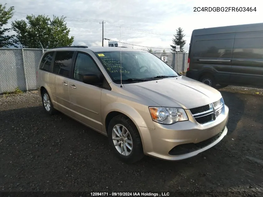 2015 Dodge Grand Caravan Se VIN: 2C4RDGBG2FR603464 Lot: 12094171