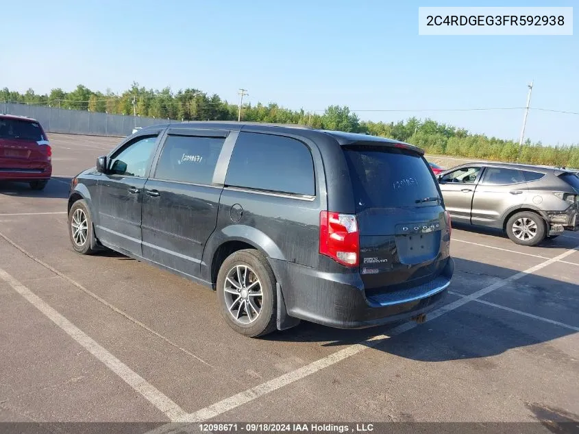 2015 Dodge Grand Caravan R/T VIN: 2C4RDGEG3FR592938 Lot: 12098671