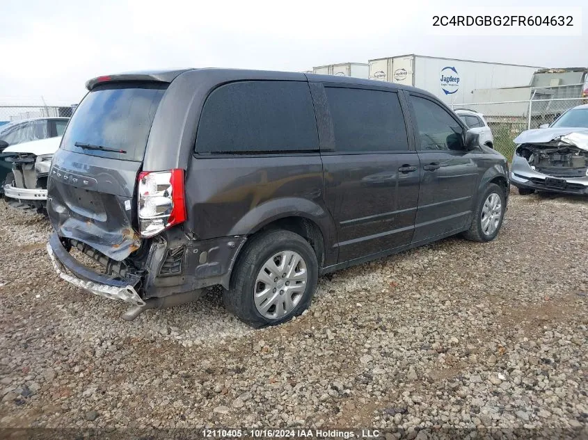 2015 Dodge Grand Caravan Se/Sxt VIN: 2C4RDGBG2FR604632 Lot: 12110405