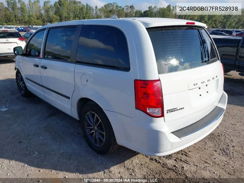 2015 Dodge Grand Caravan Se VIN: 2C4RDGBG7FR528938 Lot: 12112840