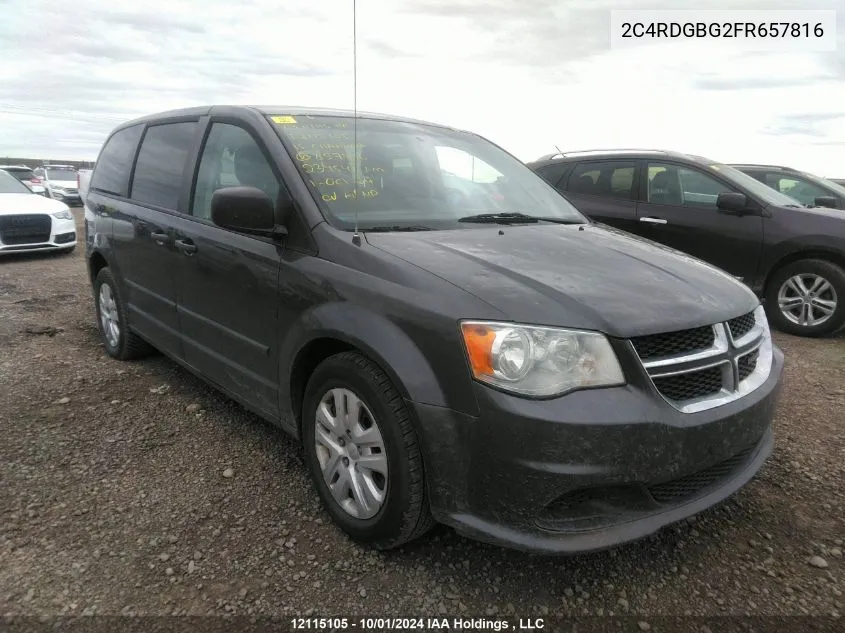 2015 Dodge Grand Caravan Se VIN: 2C4RDGBG2FR657816 Lot: 12115105