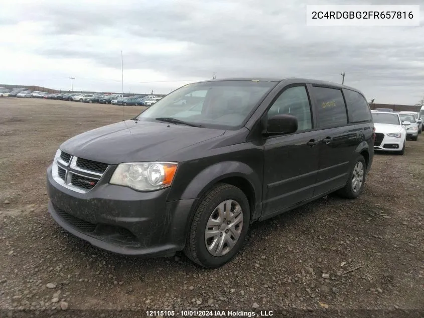 2015 Dodge Grand Caravan Se VIN: 2C4RDGBG2FR657816 Lot: 12115105