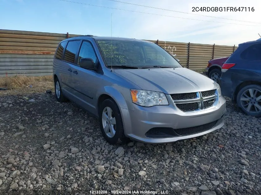 2015 Dodge Grand Caravan Se/Sxt VIN: 2C4RDGBG1FR647116 Lot: 12133208