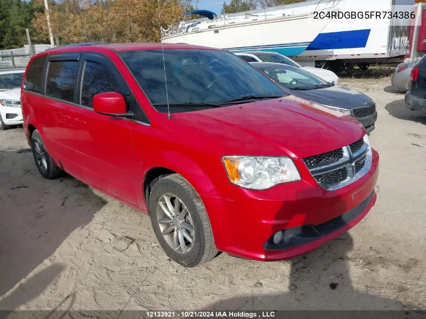 2015 Dodge Grand Caravan Se/Sxt VIN: 2C4RDGBG5FR734386 Lot: 12133921