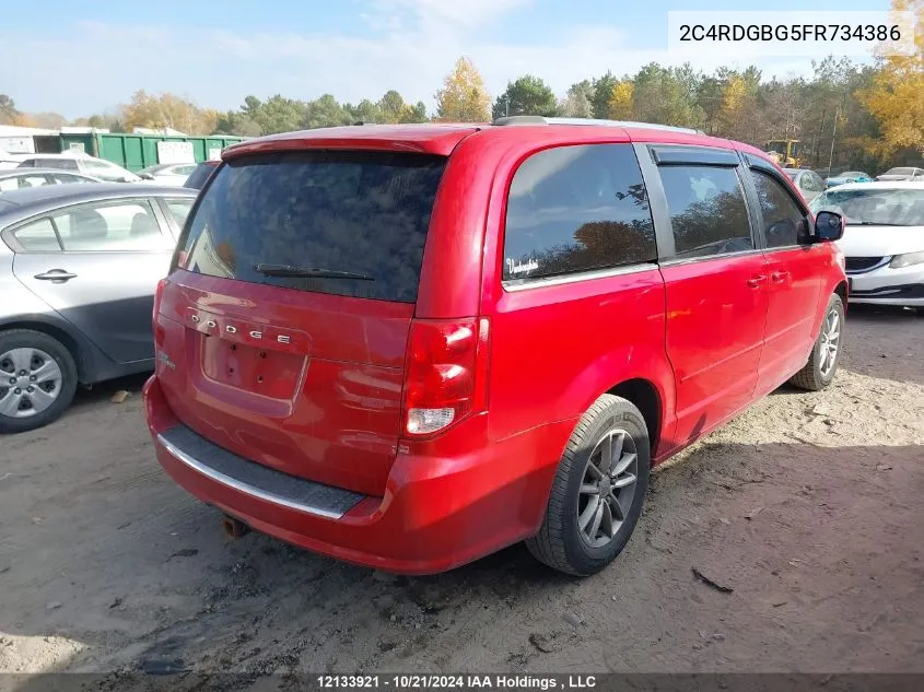 2015 Dodge Grand Caravan Se/Sxt VIN: 2C4RDGBG5FR734386 Lot: 12133921