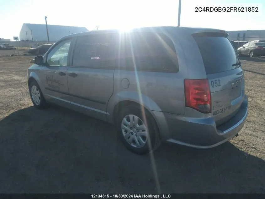 2015 Dodge Grand Caravan Se/Sxt VIN: 2C4RDGBG2FR621852 Lot: 12134315