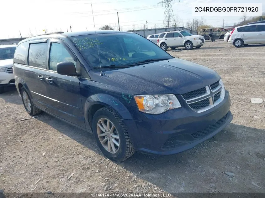 2015 Dodge Grand Caravan Se/Sxt VIN: 2C4RDGBG0FR721920 Lot: 12146174