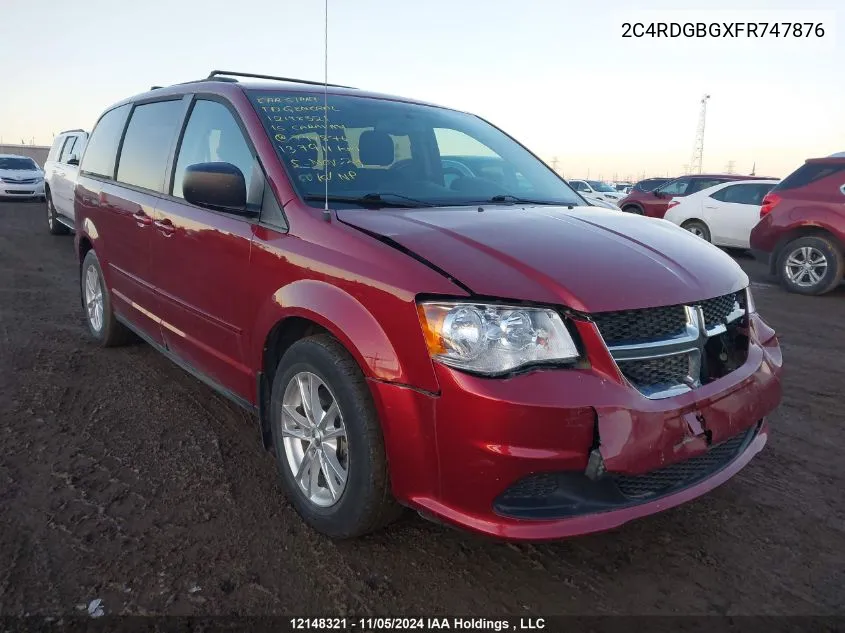 2015 Dodge Grand Caravan Se VIN: 2C4RDGBGXFR747876 Lot: 12148321