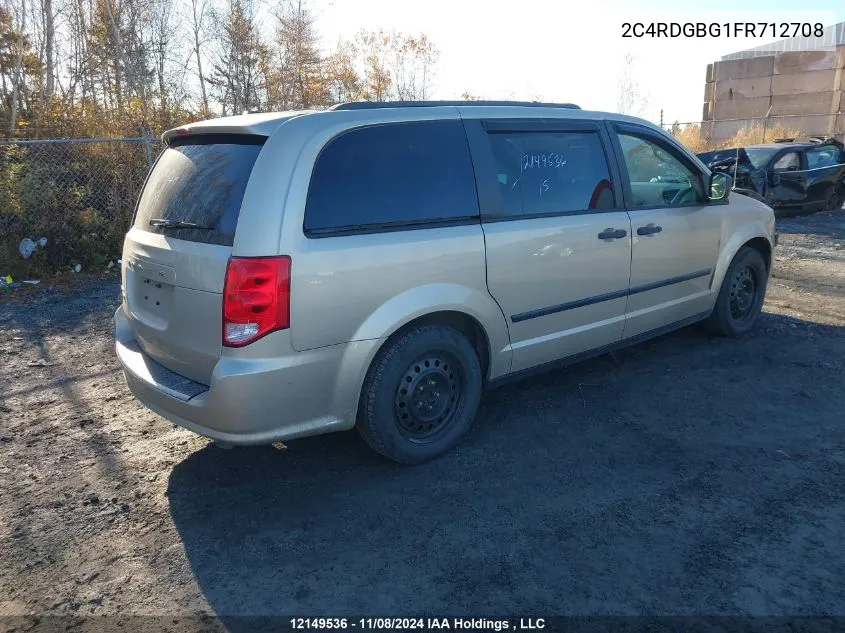 2015 Dodge Grand Caravan Se/Sxt VIN: 2C4RDGBG1FR712708 Lot: 12149536