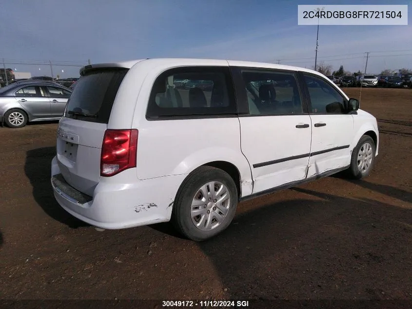 2015 Dodge Grand Caravan Se VIN: 2C4RDGBG8FR721504 Lot: 30049172