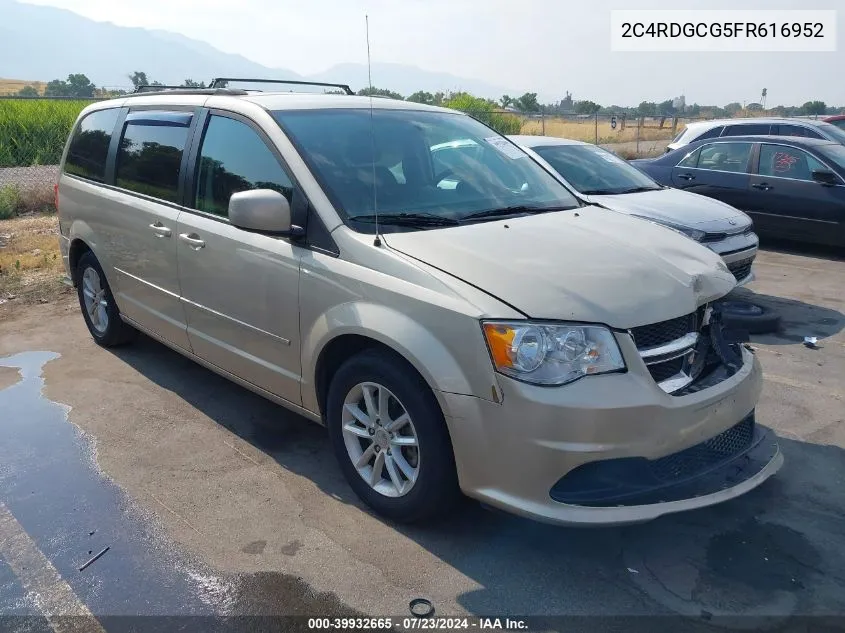 2015 Dodge Grand Caravan Sxt VIN: 2C4RDGCG5FR616952 Lot: 39932665