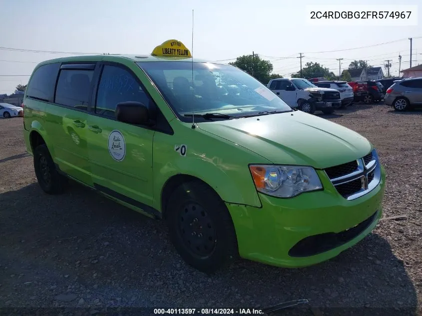 2015 Dodge Grand Caravan Se VIN: 2C4RDGBG2FR574967 Lot: 40113597