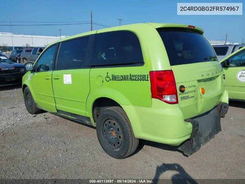 2015 Dodge Grand Caravan Se VIN: 2C4RDGBG2FR574967 Lot: 40113597