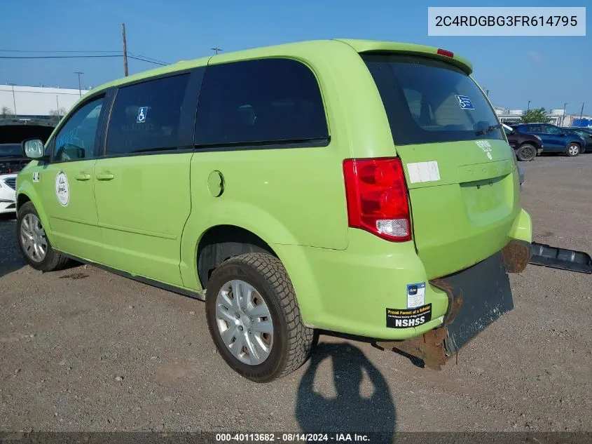 2015 Dodge Grand Caravan Se VIN: 2C4RDGBG3FR614795 Lot: 40113682