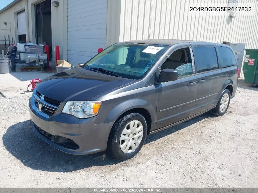 2015 Dodge Grand Caravan Se VIN: 2C4RDGBG5FR647832 Lot: 40236980