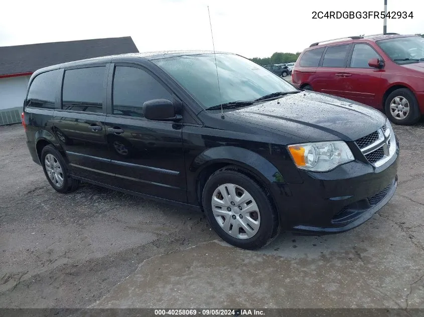 2015 Dodge Grand Caravan American Value Pkg VIN: 2C4RDGBG3FR542934 Lot: 40258069