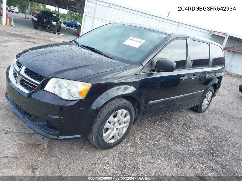 2015 Dodge Grand Caravan American Value Pkg VIN: 2C4RDGBG3FR542934 Lot: 40258069