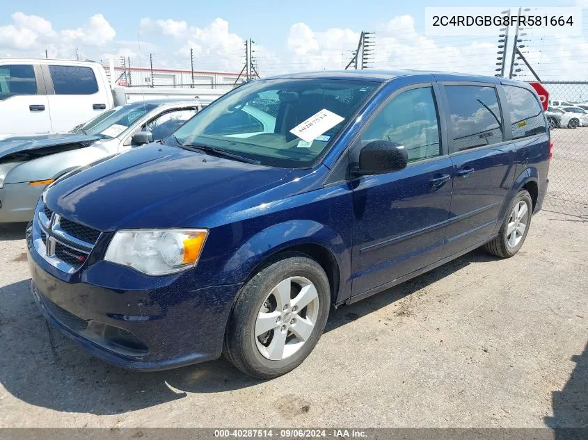 2015 Dodge Grand Caravan Se VIN: 2C4RDGBG8FR581664 Lot: 40287514