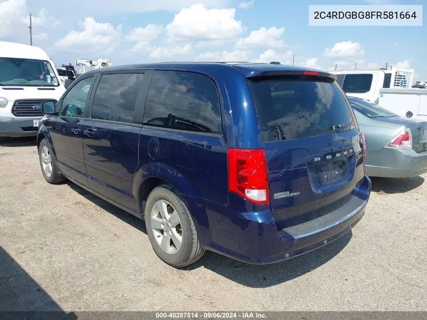 2015 Dodge Grand Caravan Se VIN: 2C4RDGBG8FR581664 Lot: 40287514