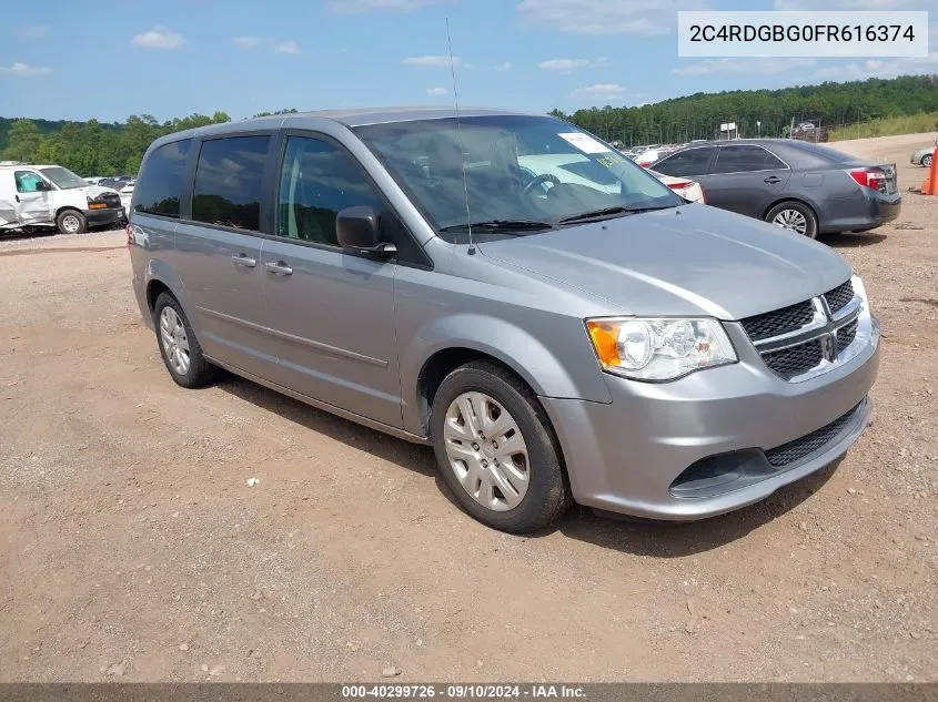 2015 Dodge Grand Caravan Se VIN: 2C4RDGBG0FR616374 Lot: 40299726