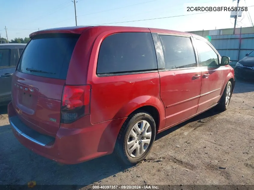 2015 Dodge Grand Caravan Se VIN: 2C4RDGBG8FR658758 Lot: 40397357