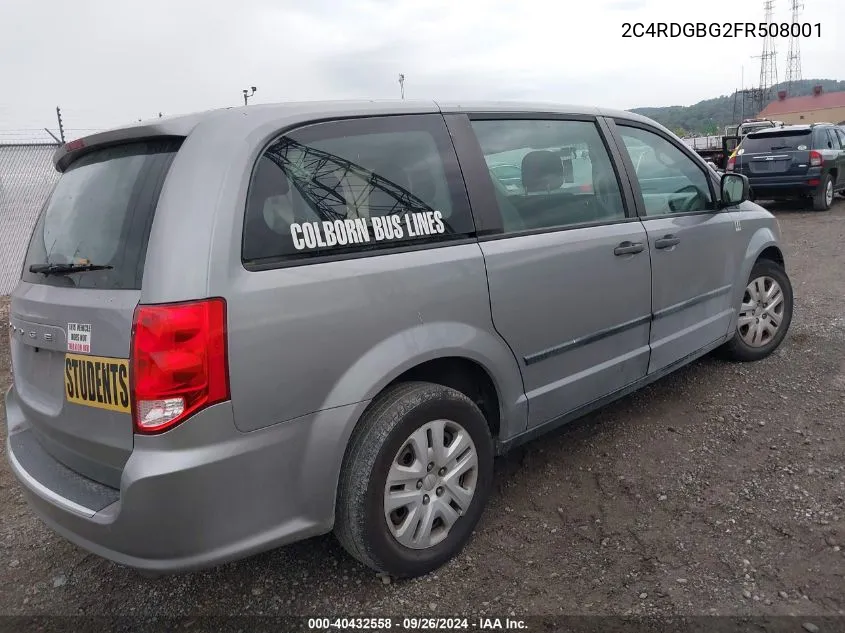 2015 Dodge Grand Caravan Se VIN: 2C4RDGBG2FR508001 Lot: 40432558