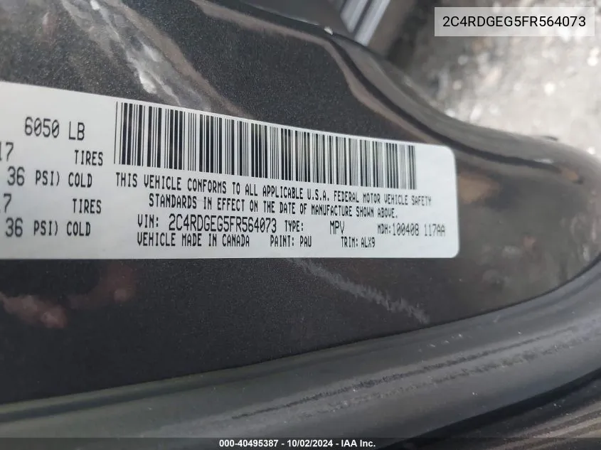 2C4RDGEG5FR564073 2015 Dodge Grand Caravan R/T