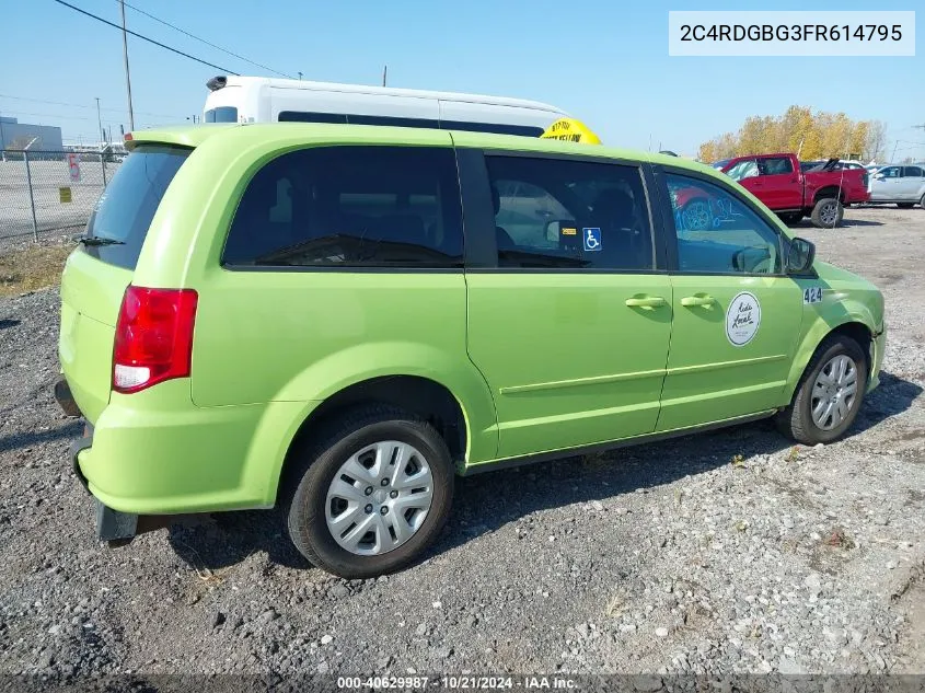 2015 Dodge Grand Caravan VIN: 2C4RDGBG3FR614795 Lot: 40629987