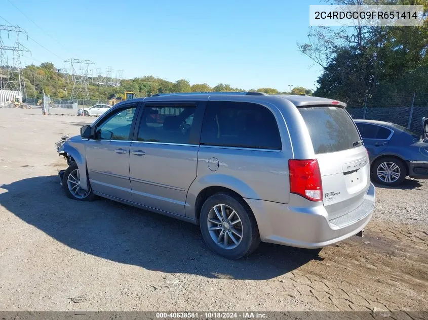 2015 Dodge Grand Caravan Sxt Plus VIN: 2C4RDGCG9FR651414 Lot: 40638581